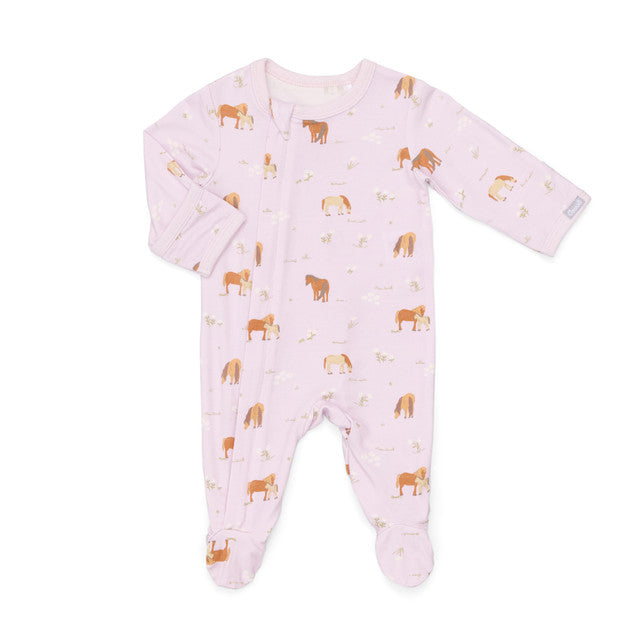 Horses on Orchid Zipper Footy