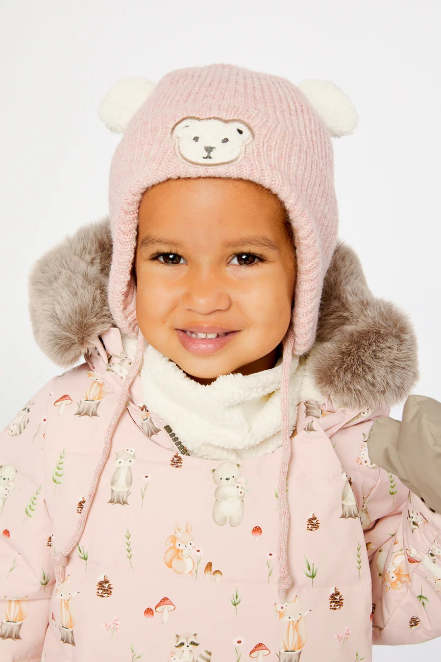 Lined Bear Hat with Flaps