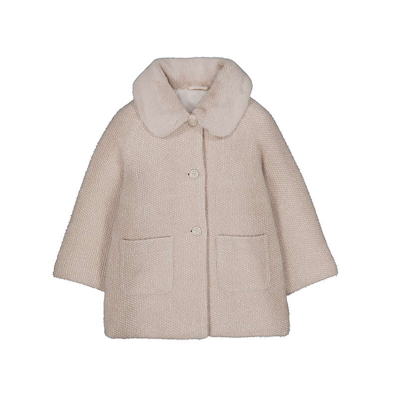 Knit Fur Collar Coat