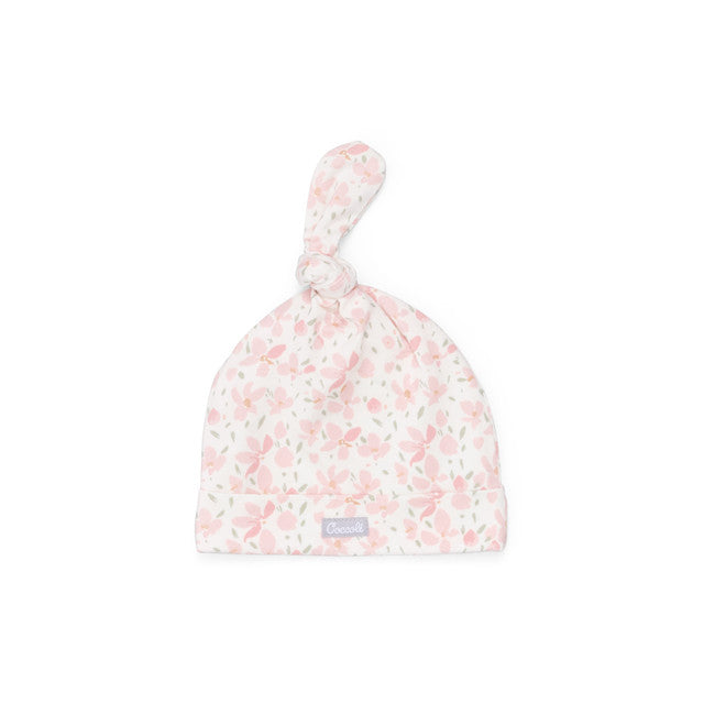 Pink Floral on Cream Beanie