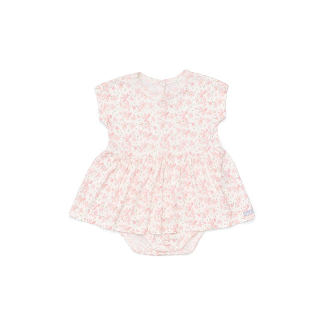 Pink Floral on Cream Skirted Bodysuit