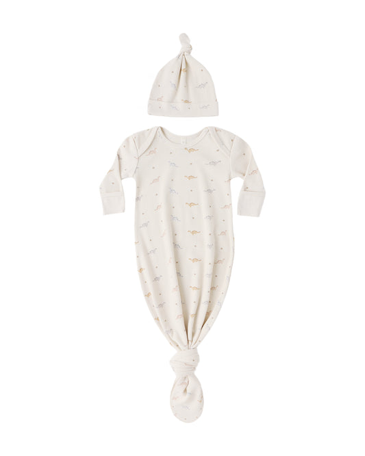 Knotted Baby Gown + Hat Set