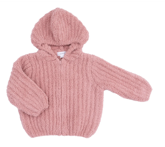 Chenille Hooded Jacket w/ Striped Texture