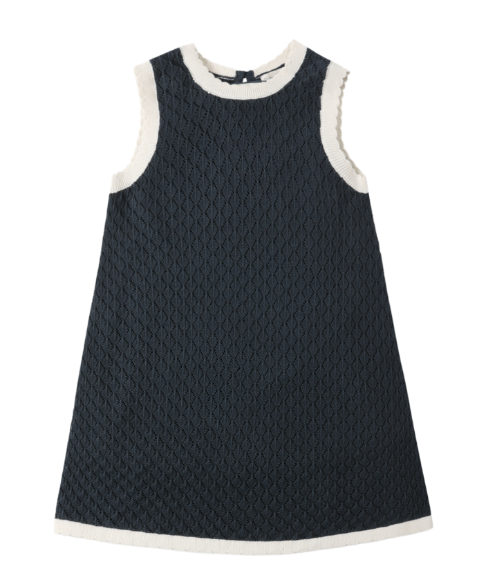 Crochet Tank Mini Dress Navy 4-5Y