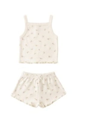Pointelle Tank & Shortie Set - Petit Fleur