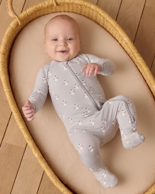 BAMBOO ZIP FOOTIE || SNOWMEN