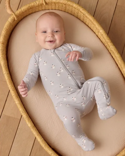 BAMBOO ZIP FOOTIE || SNOWMEN
