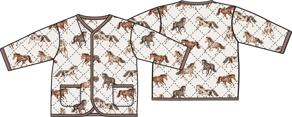 Wild Horses Quilted V-Neck Barn Coat