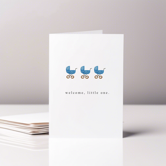 Welcome little one baby card (blue)