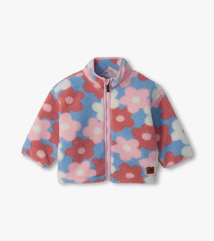 Big Flowers Faux Sherpa Jacket