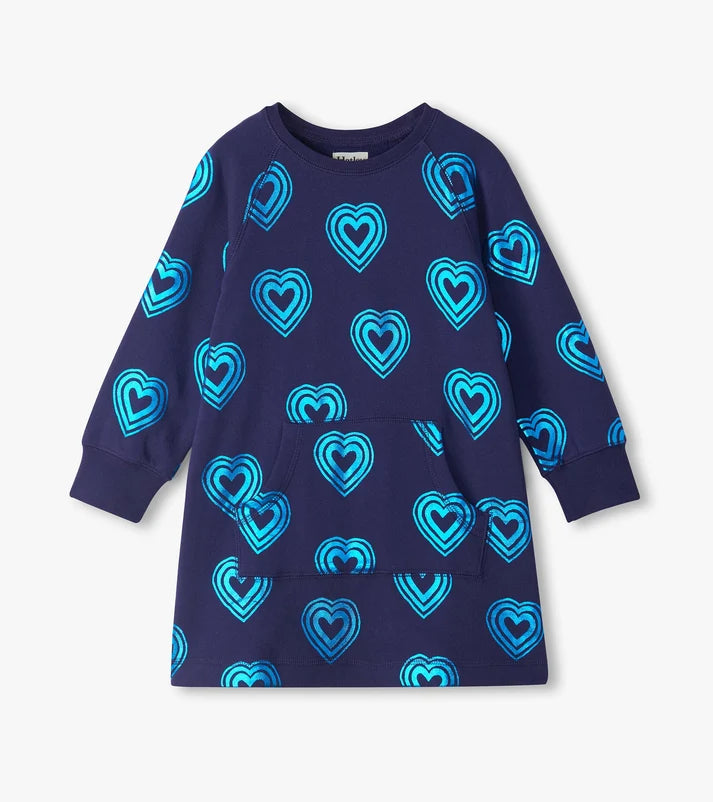 Rainbow Hearts Sweatshirt Dress