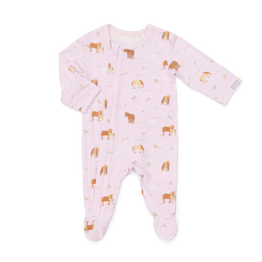 Horses on Orchid Zipper Footy