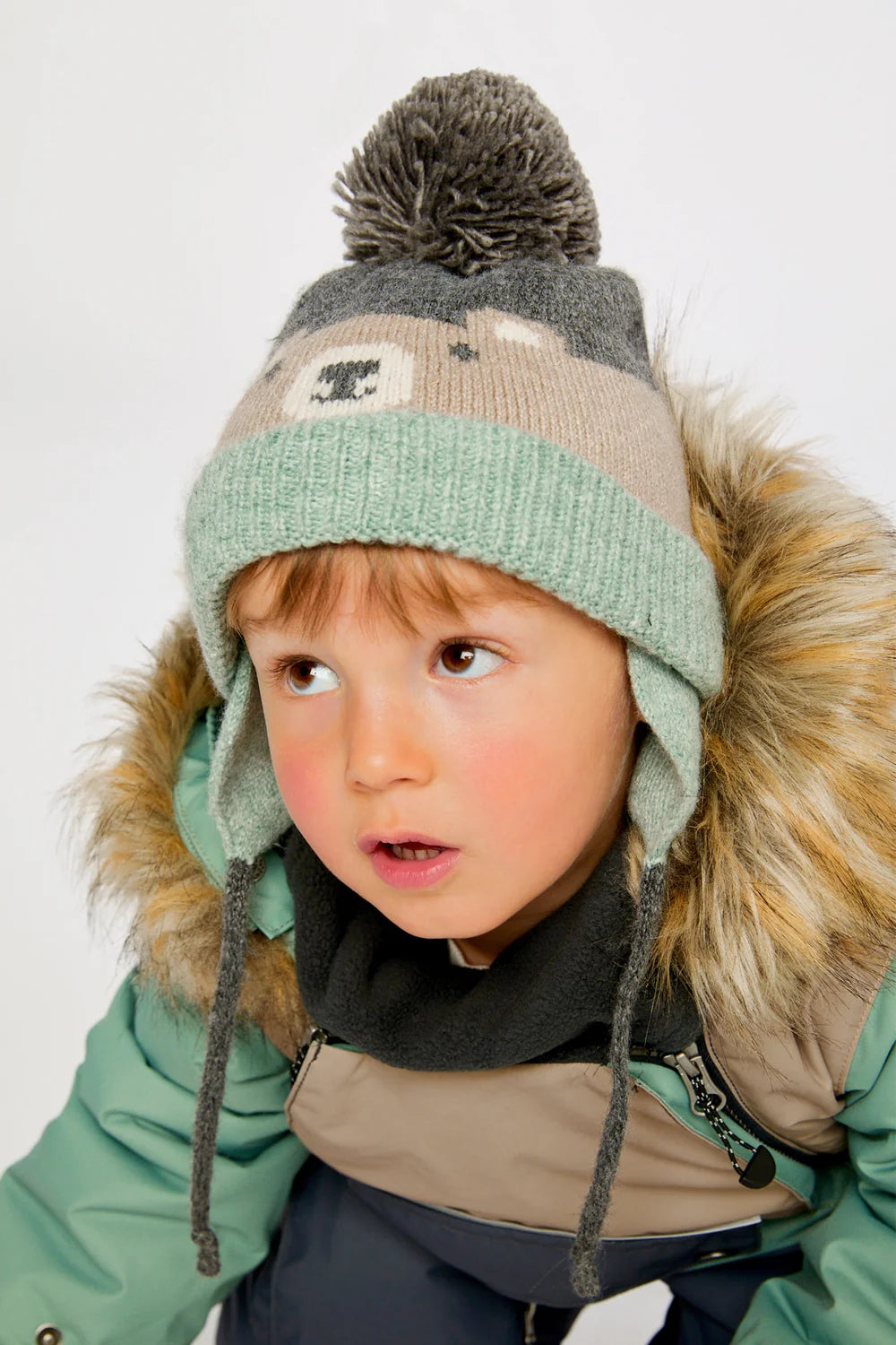 Lined Bear Hat with Flaps