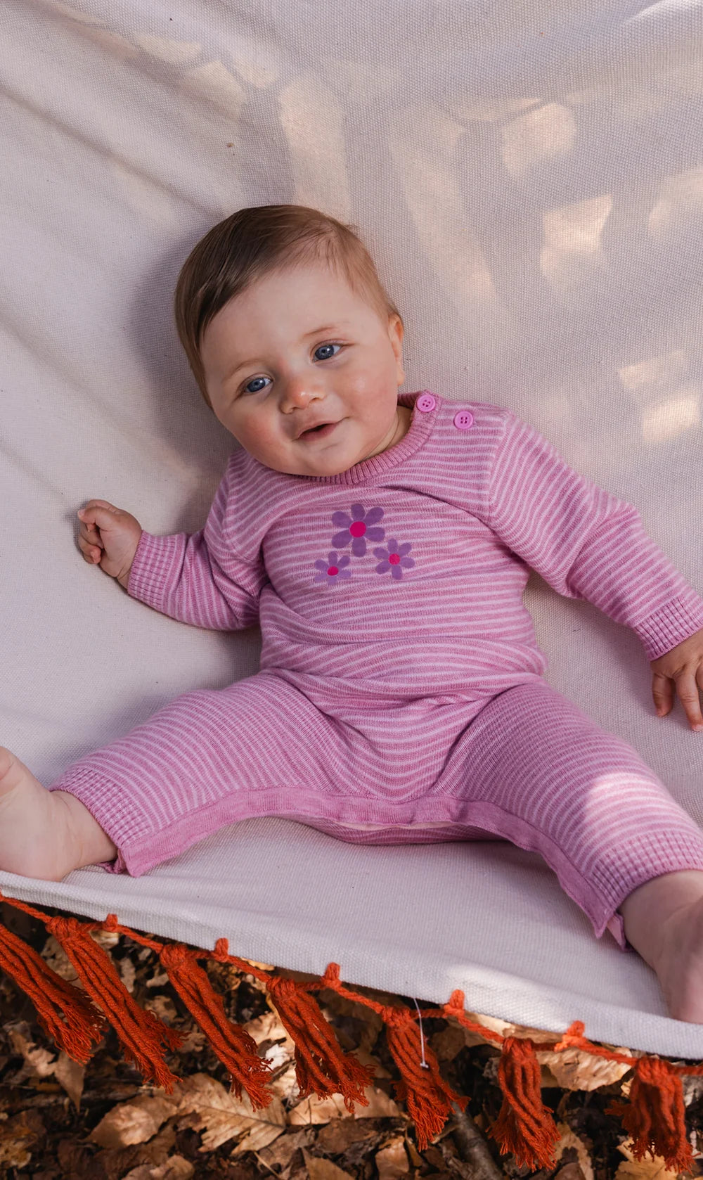 Knitted Playsuit Flowers & Stripes