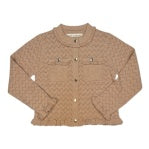 Organic Pointelle Ruffle Cardigan