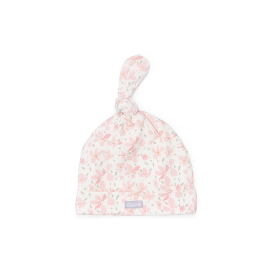 Pink Floral on Cream Beanie