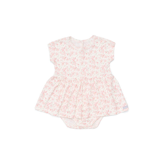 Pink Floral on Cream Skirted Bodysuit