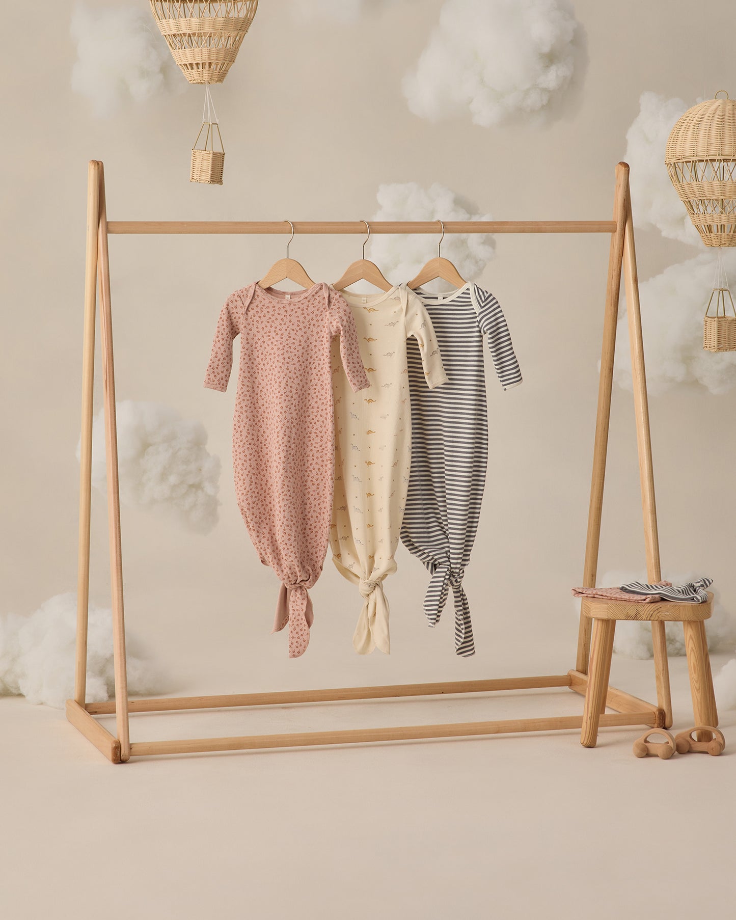 Knotted Baby Gown + Hat Set