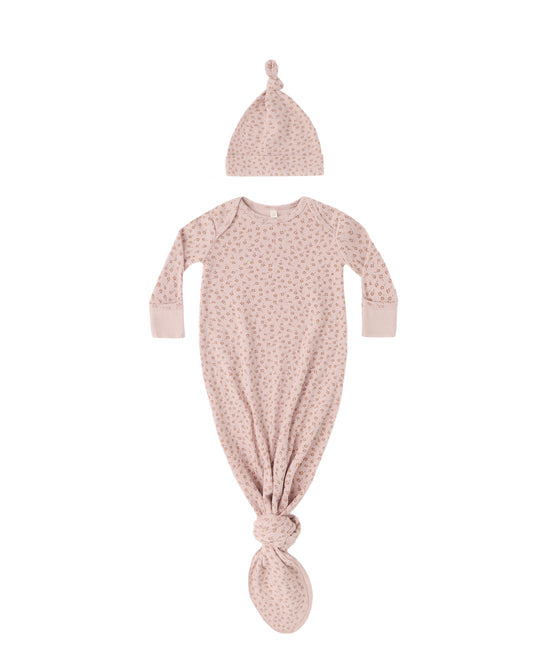 Knotted Baby Gown + Hat Set