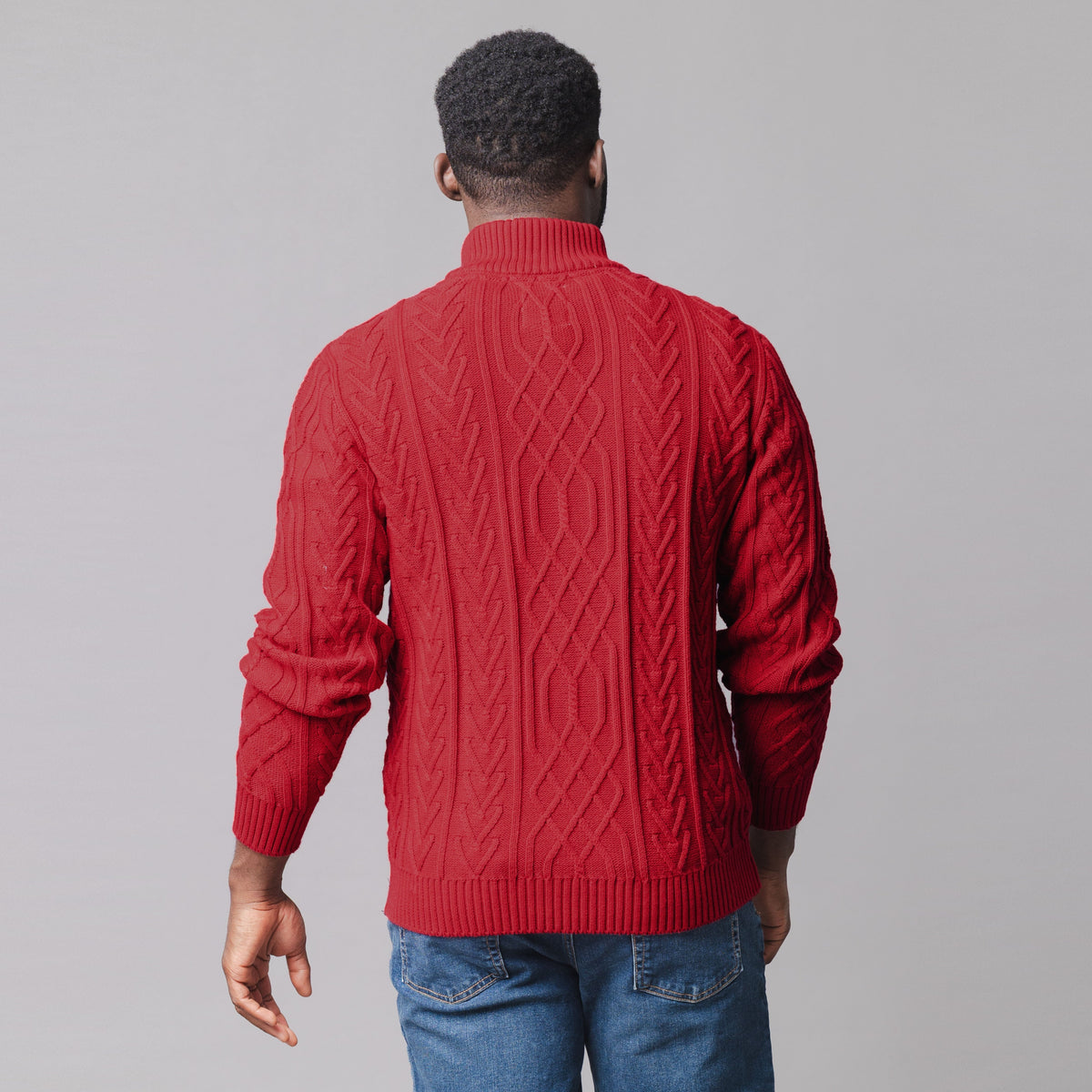 Adult Red Organic Cotton Cable Sweater