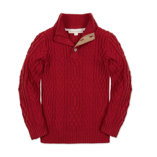 Red Organic Cable Sweater