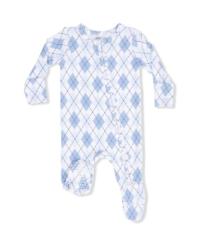 Blue Argyle - 2 Way Zipper Footie