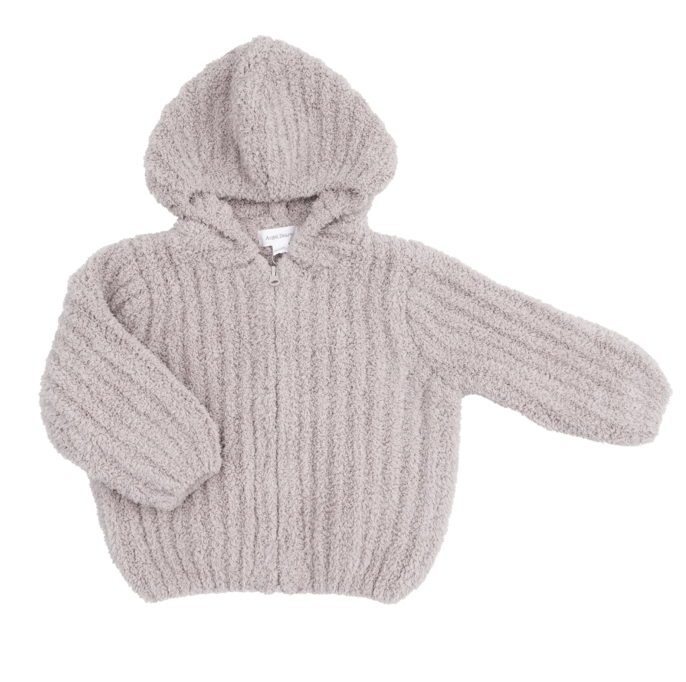 Chenille Hooded Jacket w/ Striped Texture