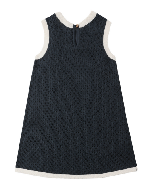CROCHET TANK MINI DRESS NAVY