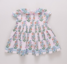 Elowen Dress - Pink Dewdrop Block Print