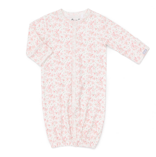 Pink Floral on Cream Convertible Gown