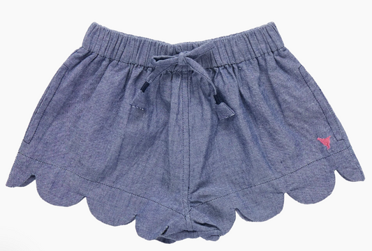 Girls Scallop Short - Chambray