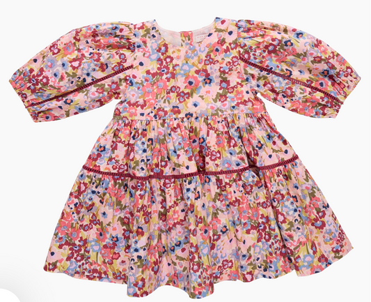 Maribelle Dress - Burgundy Sketched Floral