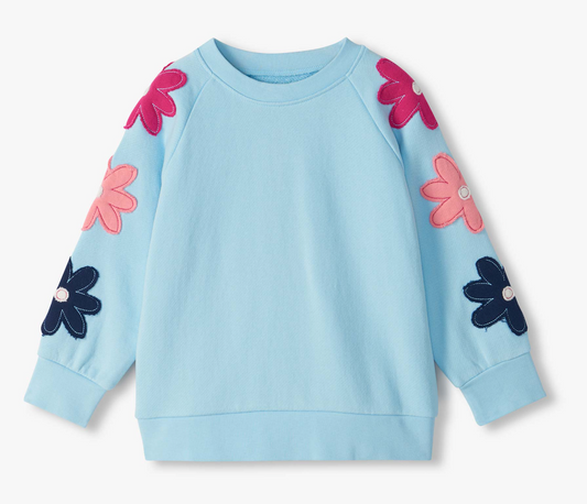 Cool Blue Floral Slouchy Pullover