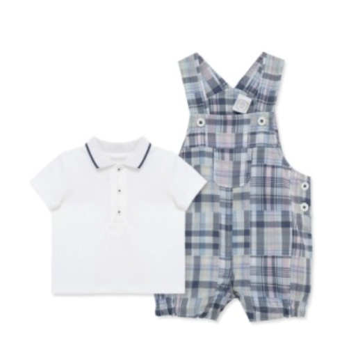 Organic Cotton Polo & Plaid Shortall Set