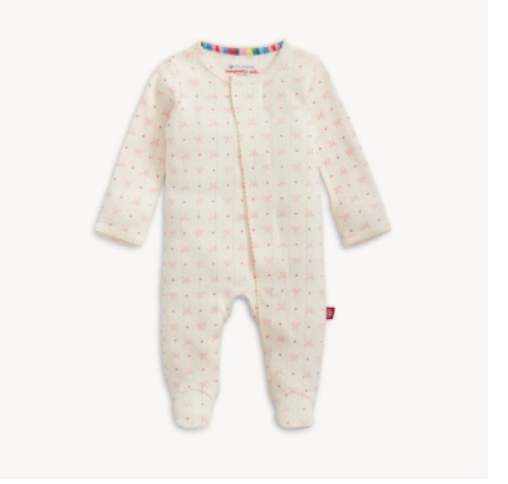 Heart & Bow Pointelle Magnetic Footie