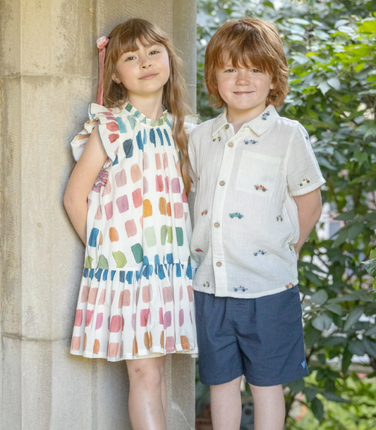 Boys Jack Shirt - Vintage Car Embroidery