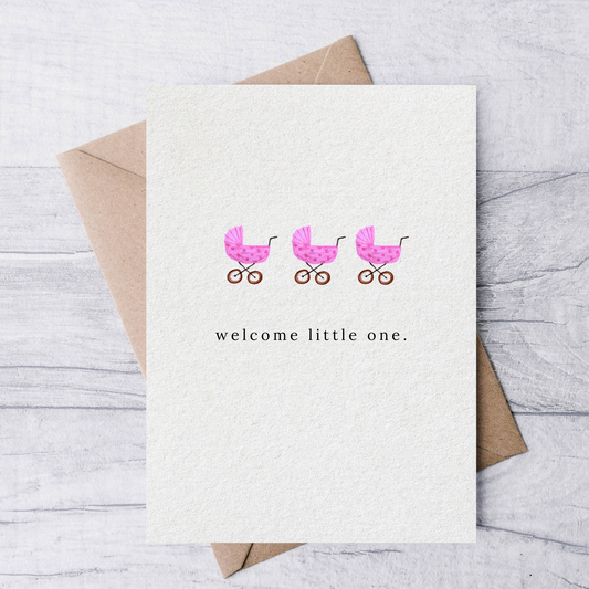 Welcome little one baby card (pink)