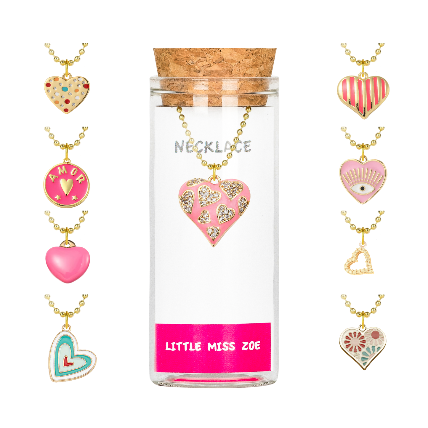 Heart Charm Necklace in Gift Bottle