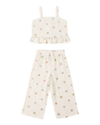 KAYLI SET EMBROIDERED DAISIES