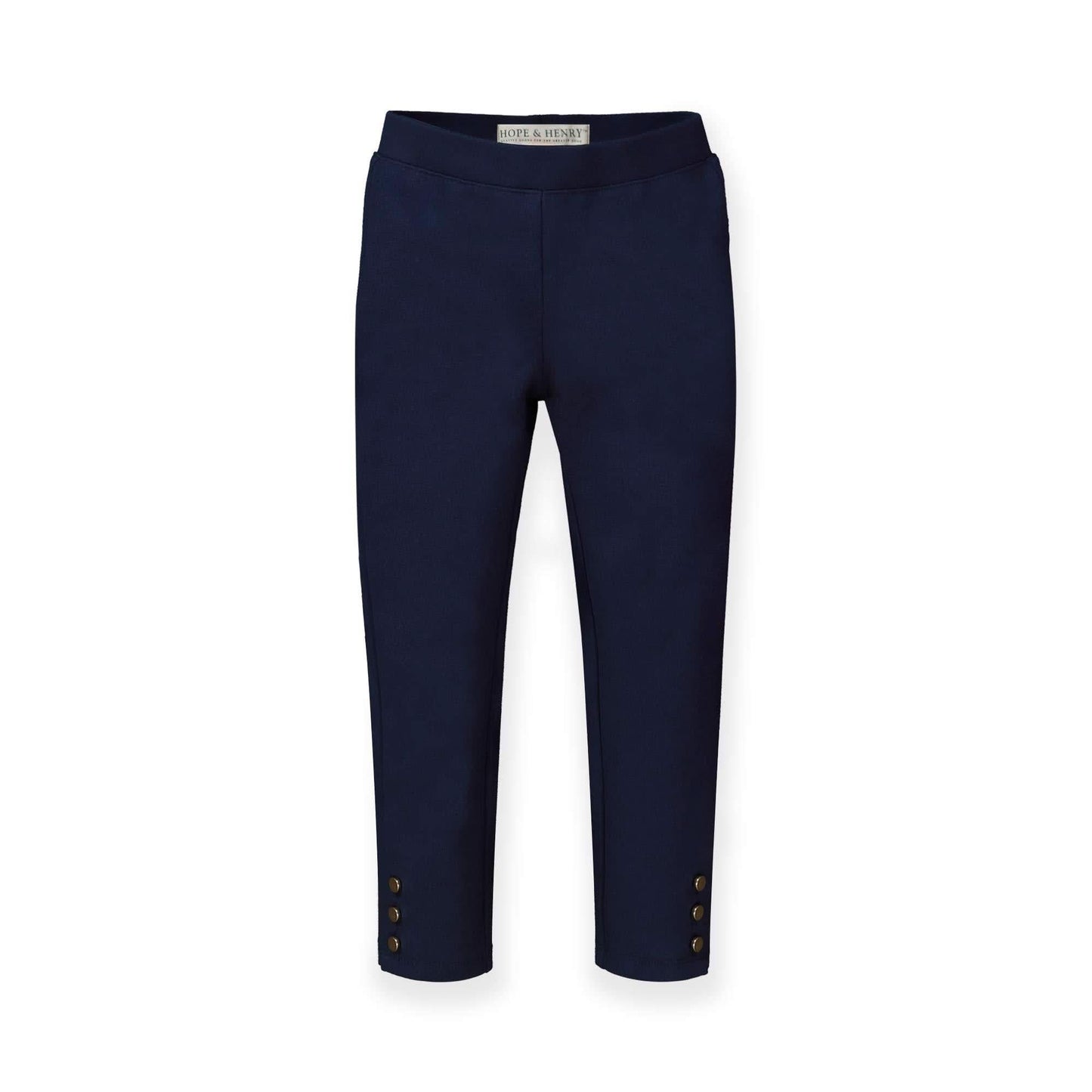 Navy Button Cuff Ponte Pant