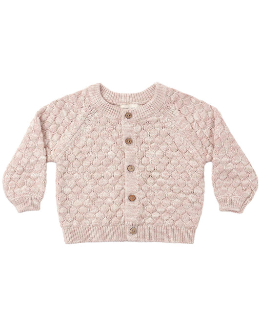 BUBBLE KNIT CARDIGAN DUSTY ROSE SPECKLE