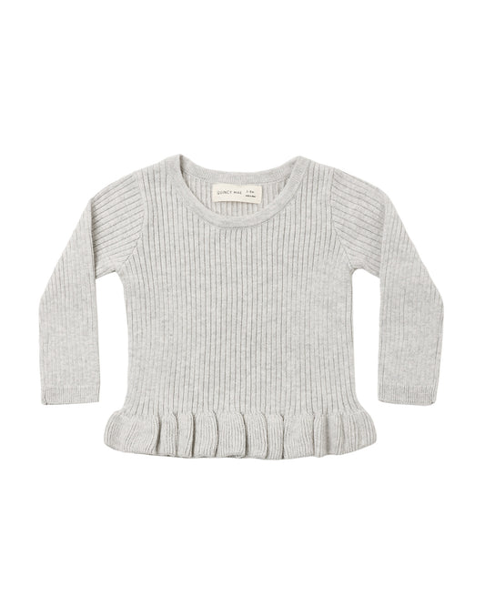 Rib Knit Peplum Top & Legging Set | Fog