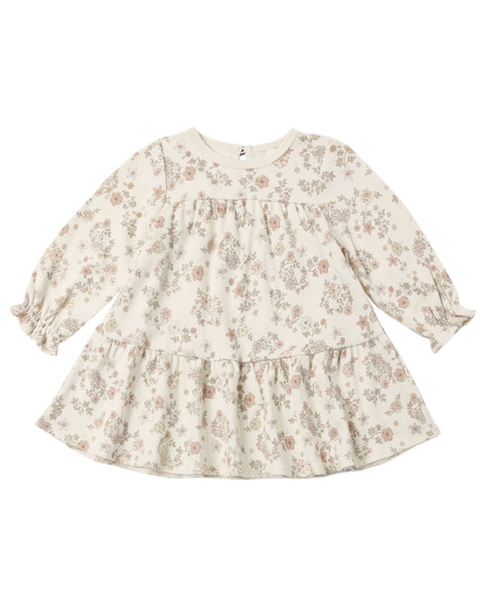 TIERED JERSEY DRESS FLORAL VINE