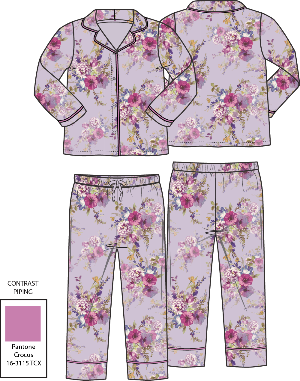 Dahlia Floral Adult Bamboo PJ
